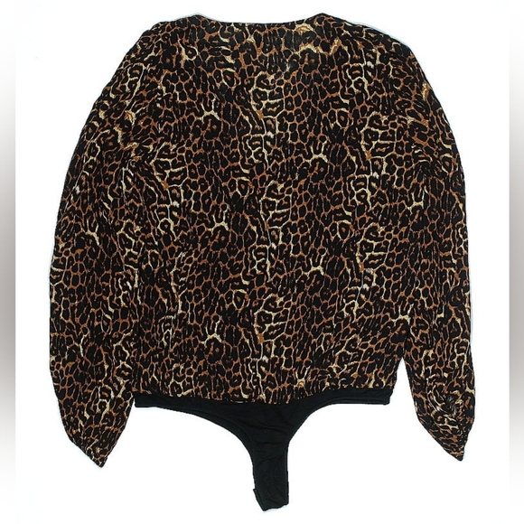 Jessica Simpson Leopard Print Plunge Bodysuit | Size XL - Picture 3 of 5
